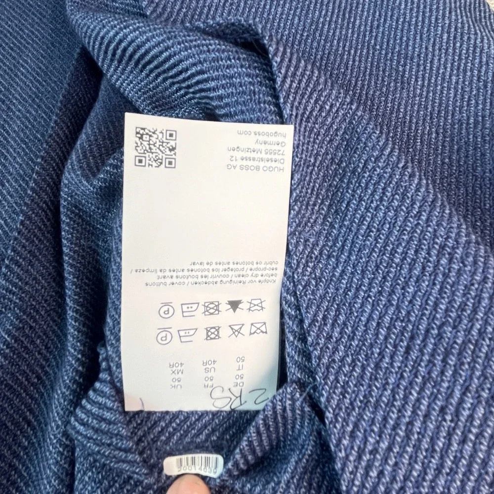 Hugo Boss Blazer Mens 40R Blue Nold2 Slim Fit Textured Two Button Sport Coat